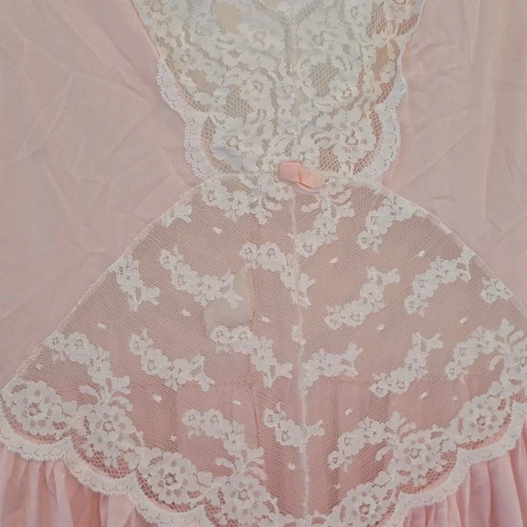 Vintage Soft Pink Lace Trim Maxi Slip Dress - Picture 4 of 10